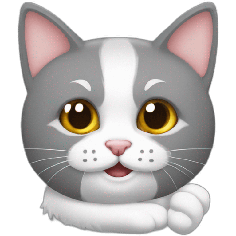 chat gris avec bouts des pattes blanches emoji