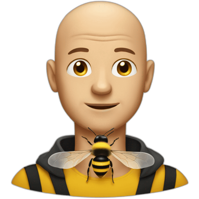 bald man with the body of a bee emoji