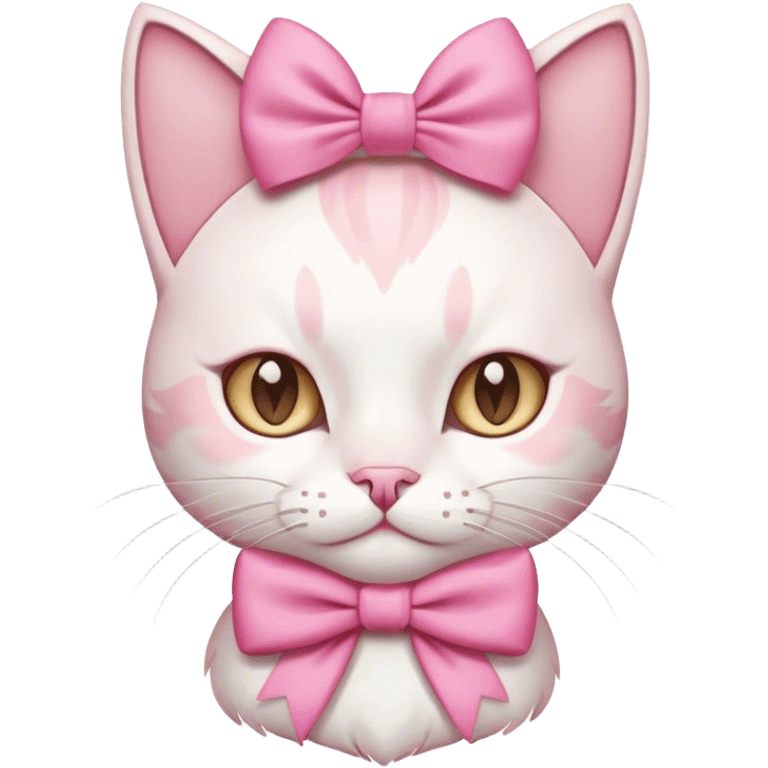 pink white cat with a pink bow emoji