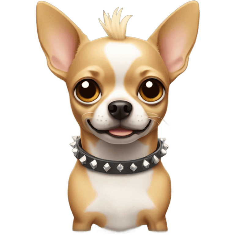 Chihuahua with a mohawk and a spiked collar emoji