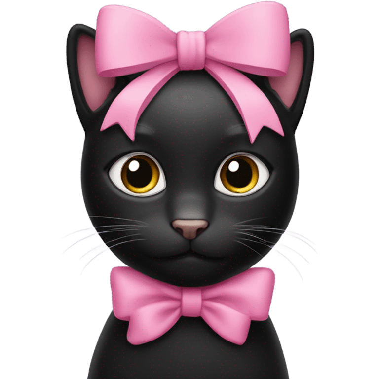 black cat with a pink bow on his head emoji