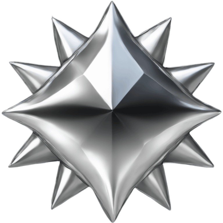 Silver chrome four-point star diamond, black emoji