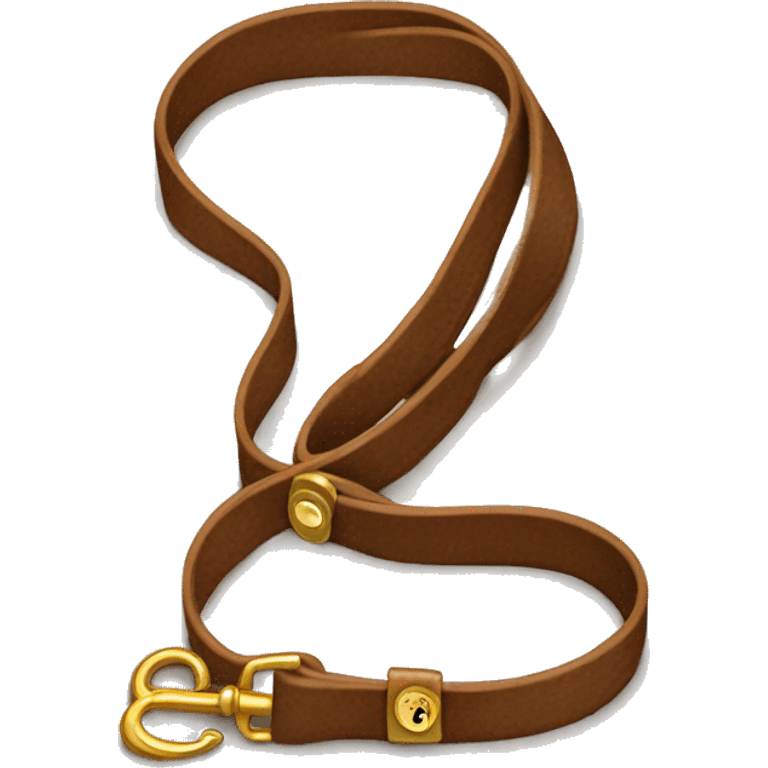 Brown dog leash with golden snap  emoji