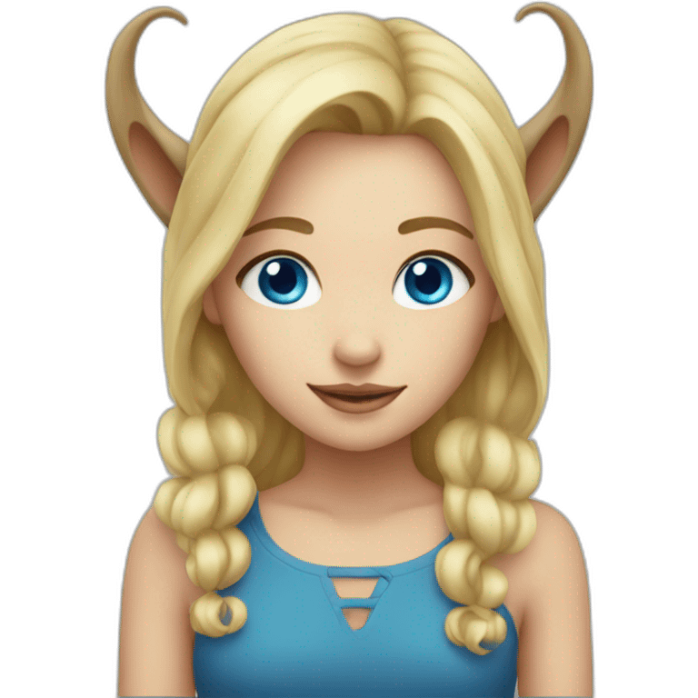 Blonde girl with blue eyes and horns emoji