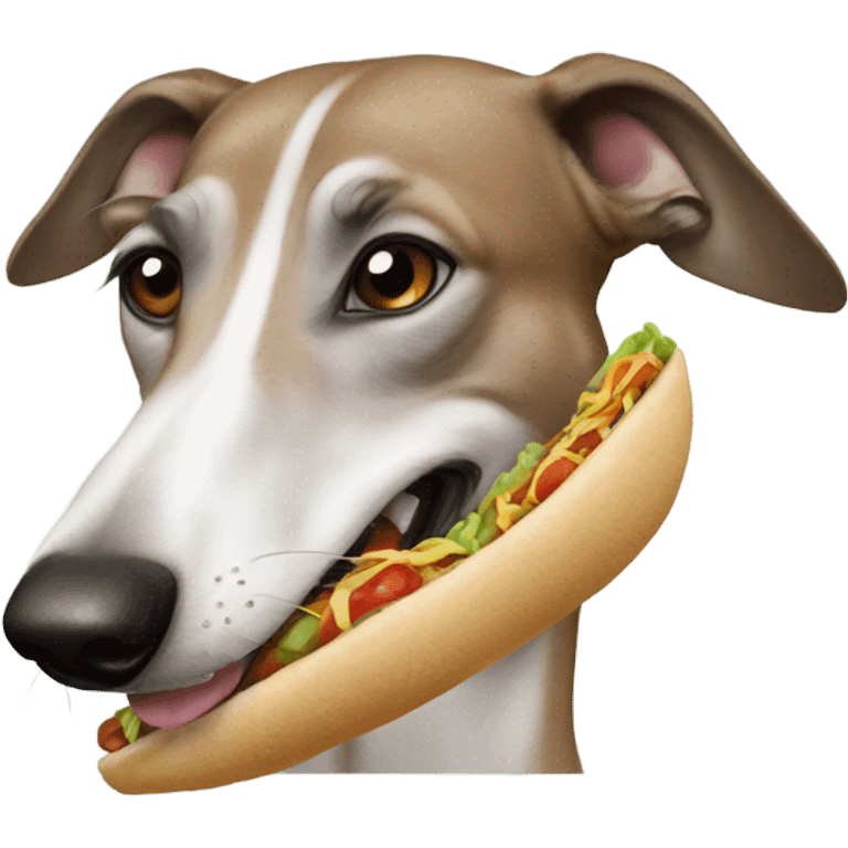 Happy greyhound with taco emoji