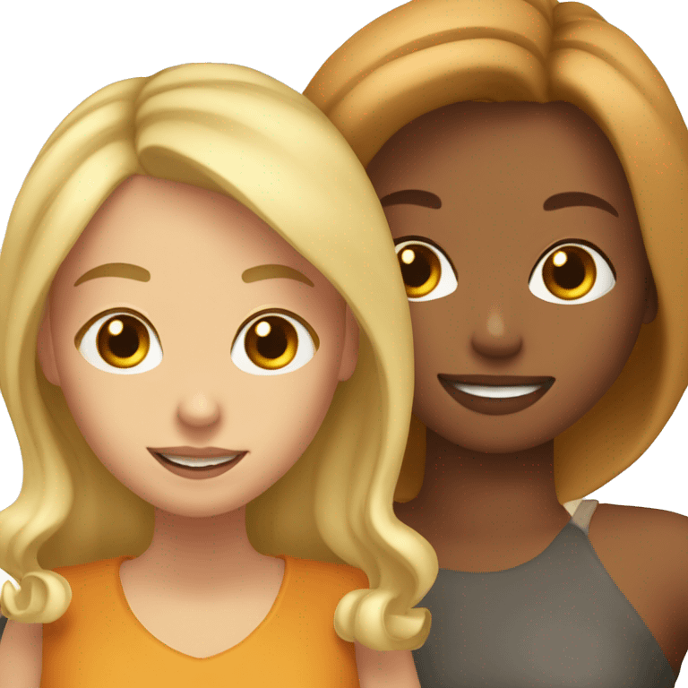 Rusty blonde girl with highlights taking a selfie with her mom emoji