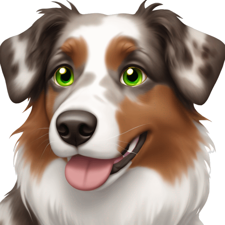 Red Merle Australian shepherd with one blue and one green eye emoji