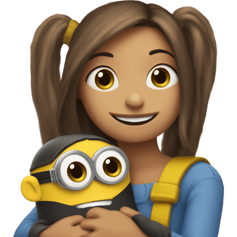 minion hugs monkey girl emoji