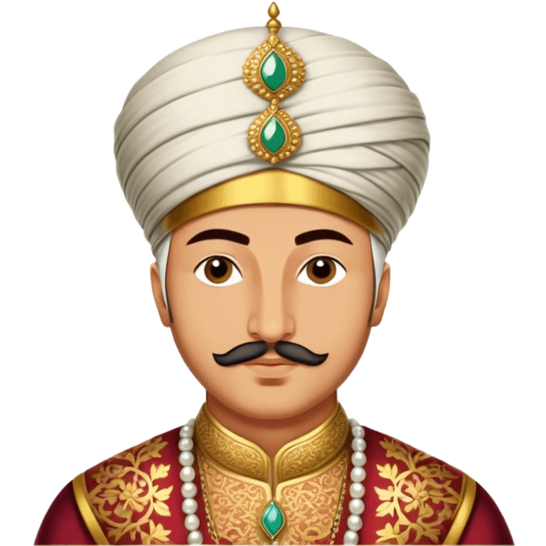 Suleiman the Magnificent – Cinematic Realistic Portrait of Suleiman the Magnificent, depicted as a regal Ottoman sultan in luxurious traditional attire with intricate patterns and a golden turban, his commanding gaze illuminated by warm, historic lighting, exuding majestic authority and timeless grandeur. emoji