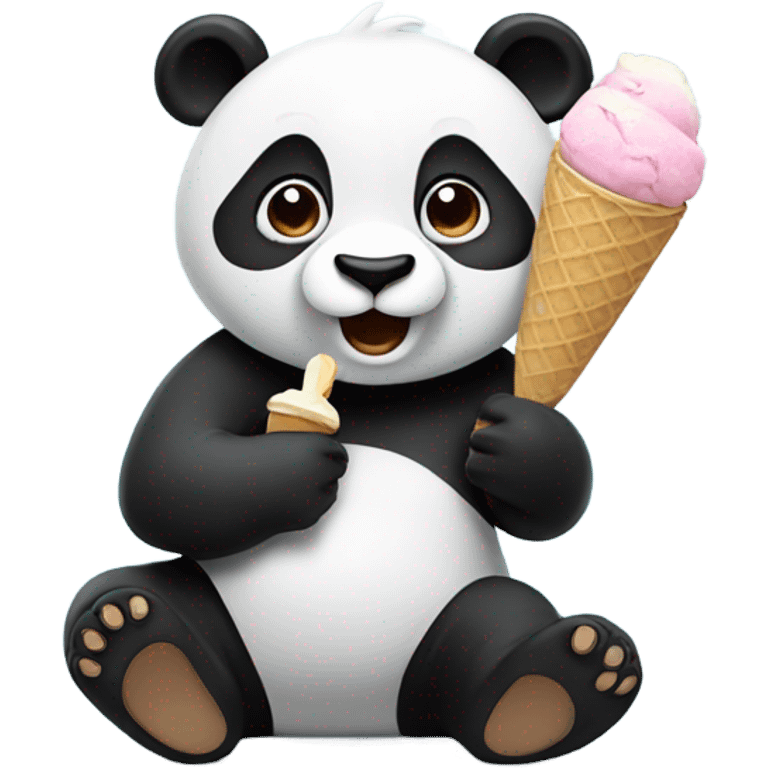 Panda eating ice cream emoji