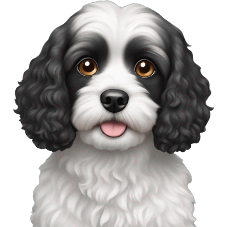 Black and white cavapoo emoji