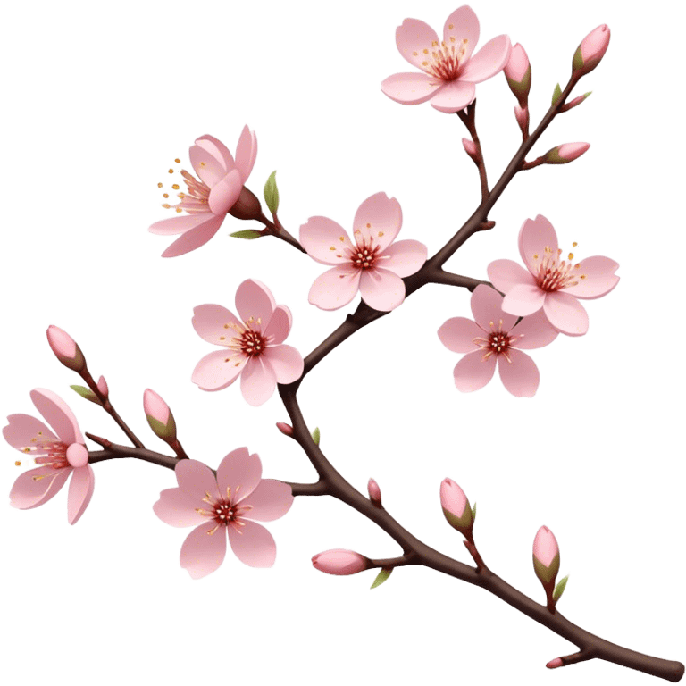 Cinematic Realistic Sakura Flowers on a Branch, depicted as delicate, soft pink blossoms gracefully adorning a slender, gently twisted branch, illuminated by subtle, warm natural light that accentuates their ethereal beauty and transient charm, poetic spring scene emoji