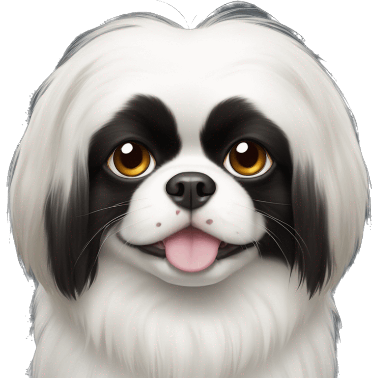 happy japanese chin black fur around left eye, white fur around right eye  emoji