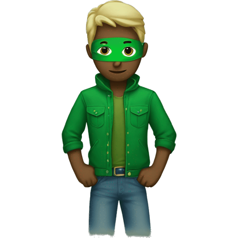 A Dude masked with a green bandana, wearing a green jacket emoji