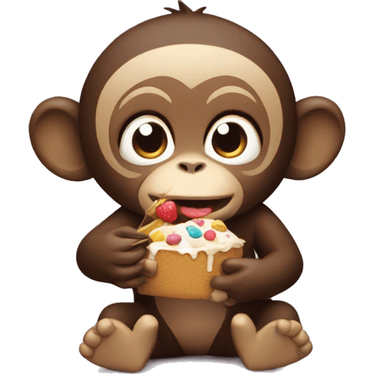 Monkey is eating a sweet emoji