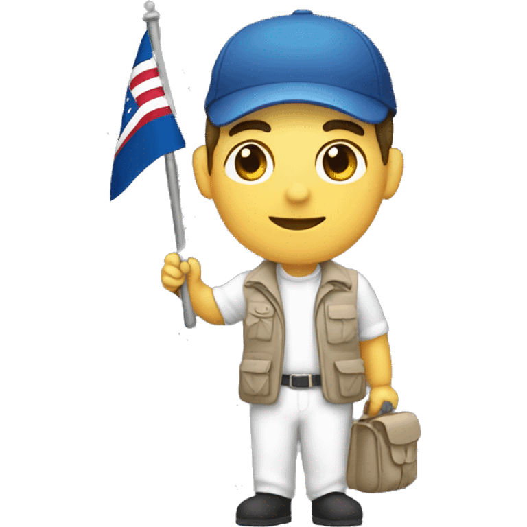 Tour guide who holding a flag, with wite skin emoji