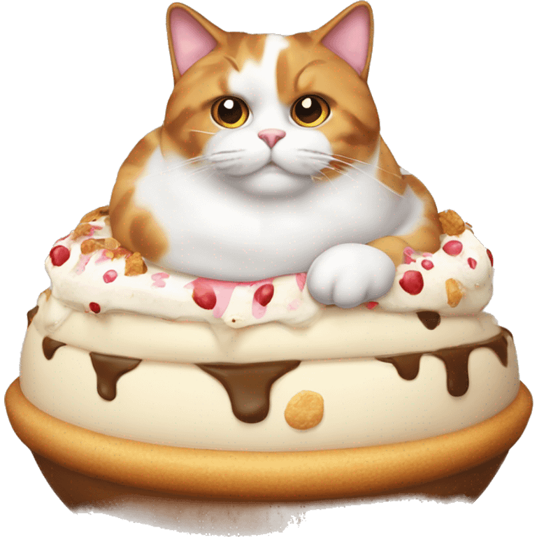 Realistic Fat calico cat with sundae emoji