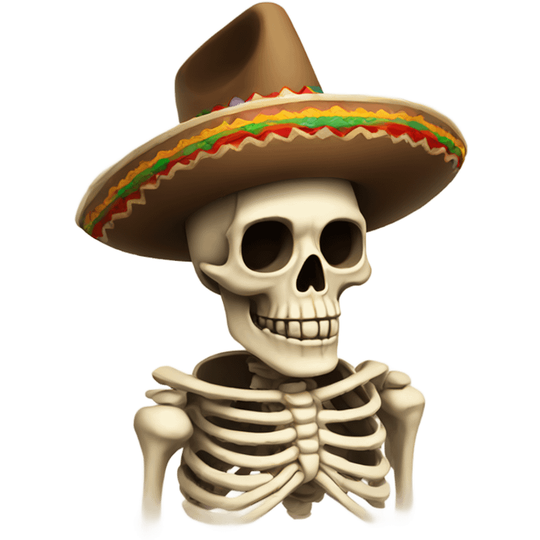 Skeleton wearing a Mexican hat emoji