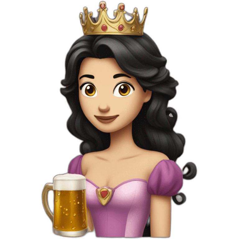 Princess Dark haire with bier emoji