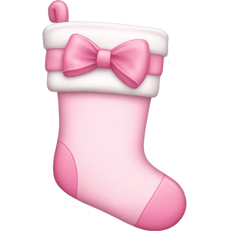 pastel pink Christmas stocking with bow emoji