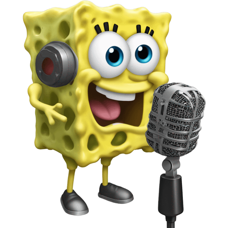 3D FNF dumb ai SpongeBob using a microphone in bikini bottom  emoji