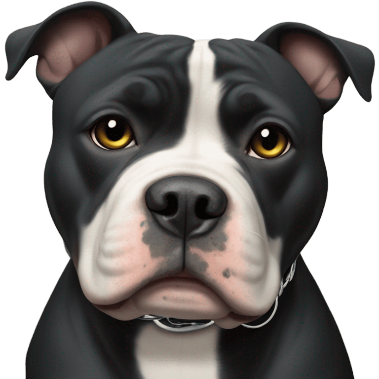 99% Black American Bully with prong collar and e-collar. emoji