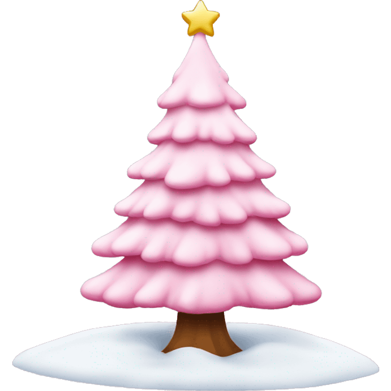 pink christmas tree with snow emoji