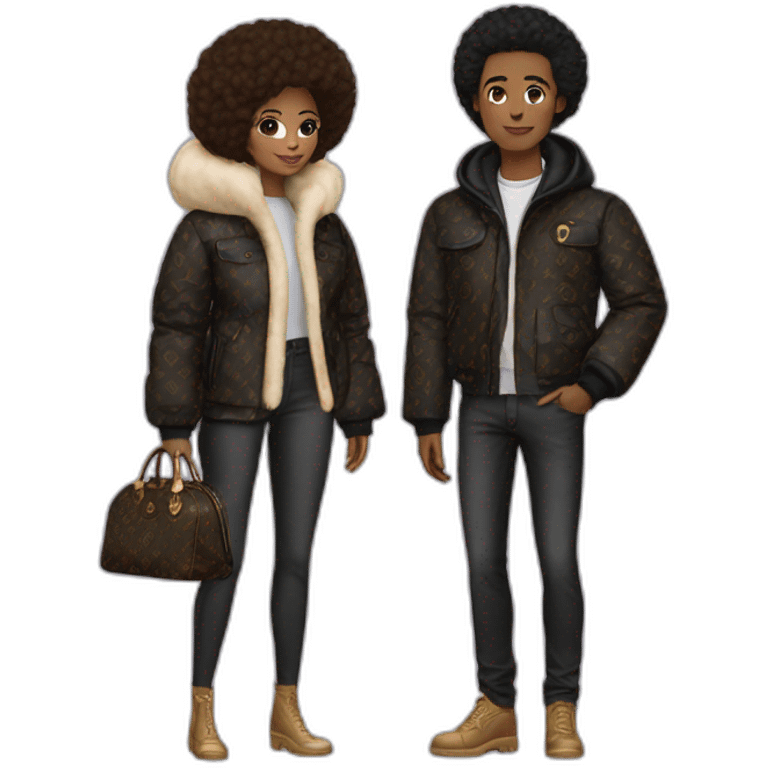 Couple with lv pufffer jacket emoji