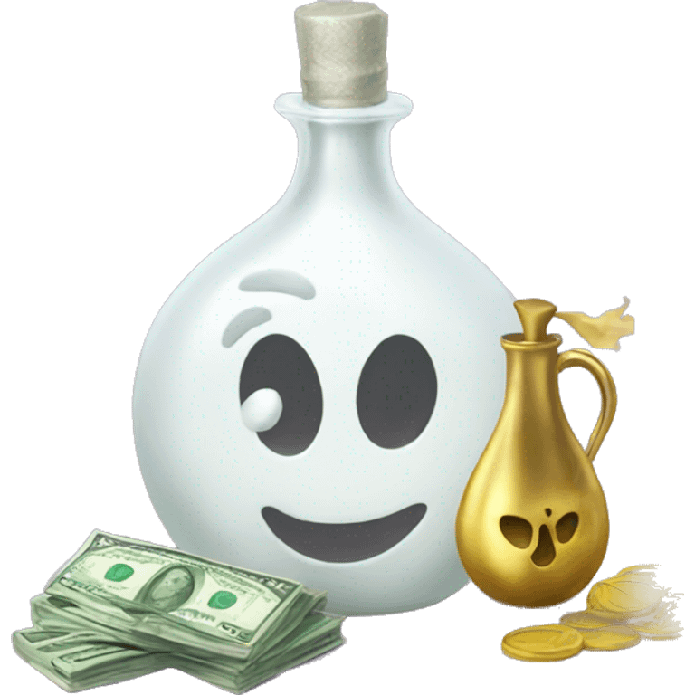 White Magical whit potion and a bag of money emoji