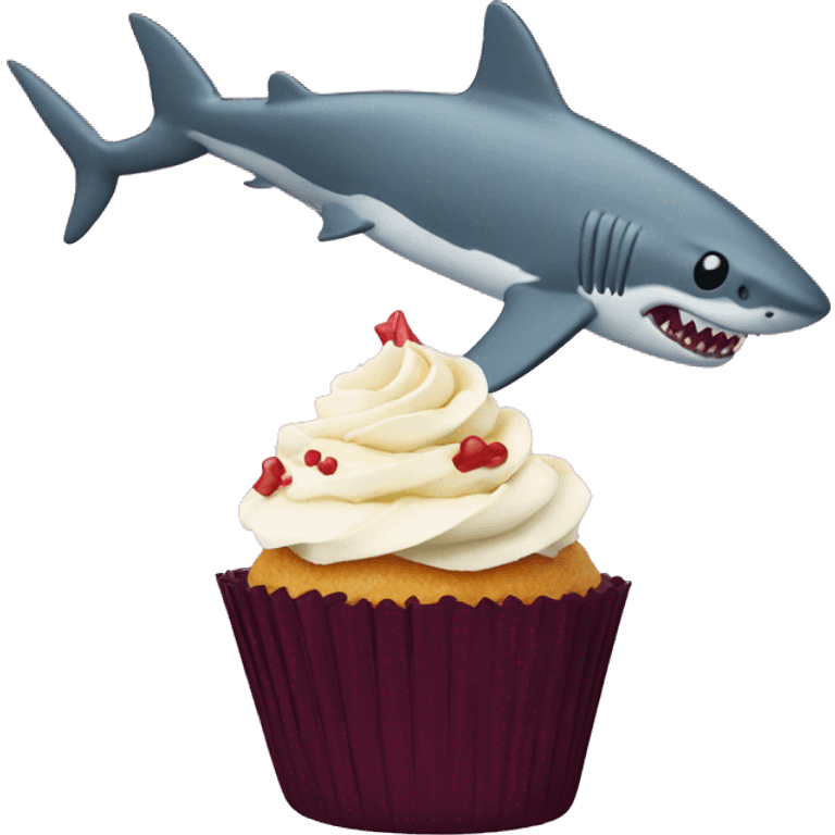 Cupcake on shark  emoji