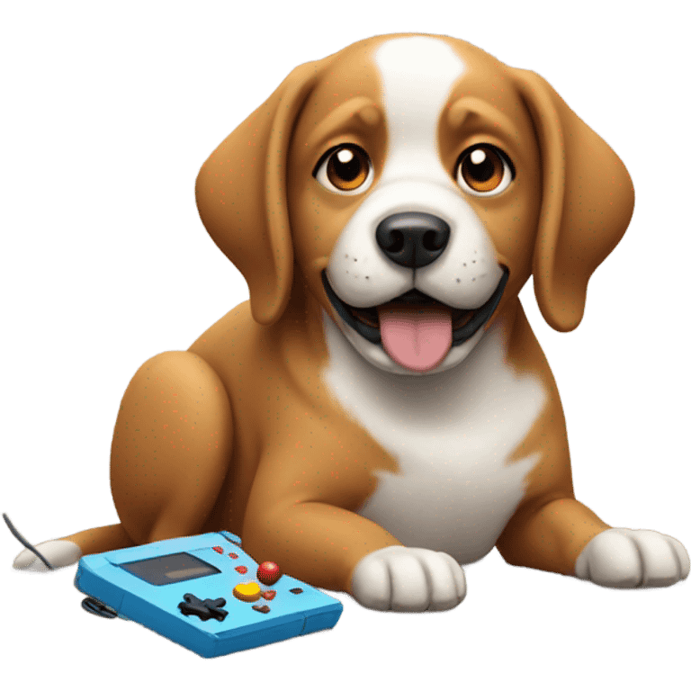 Dog playing Nintendo emoji