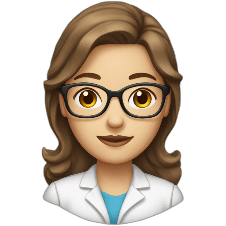 chemist female brown hair light skin with glasses emoji