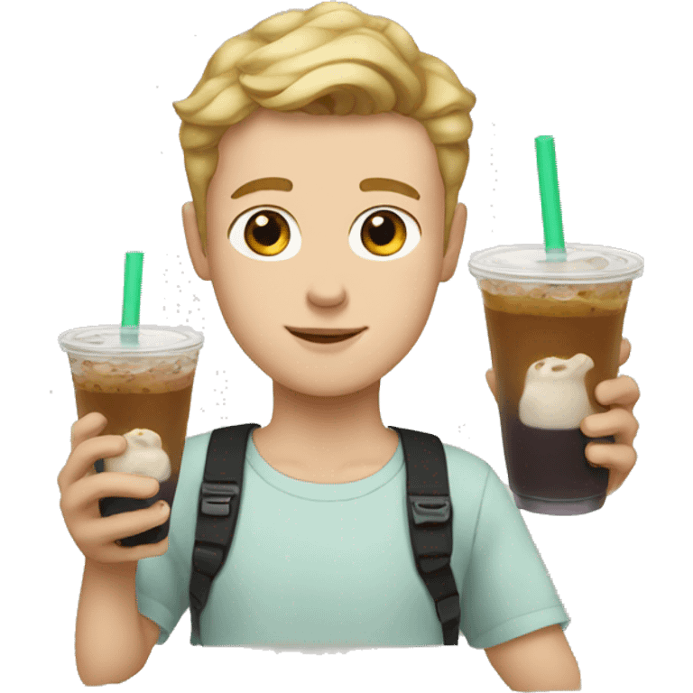 white boy with boba tea emoji