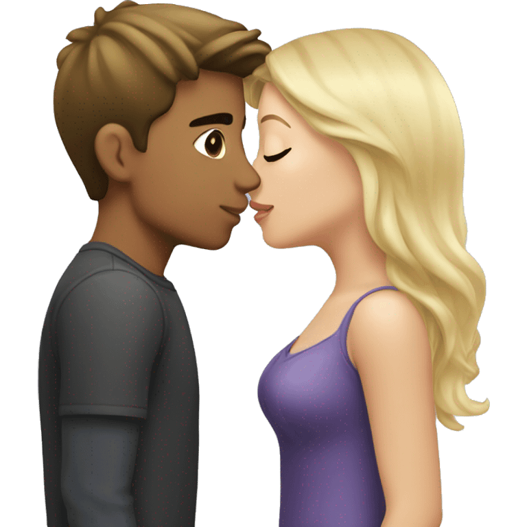 Blonde girl kissing brunette boy emoji