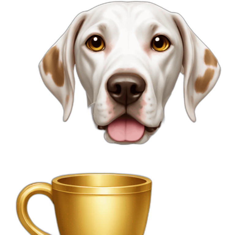 English pointer dog with golden cup emoji