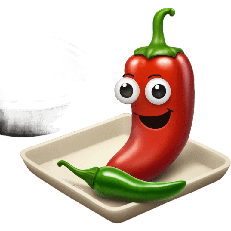 a smiling chili with hotpot emoji