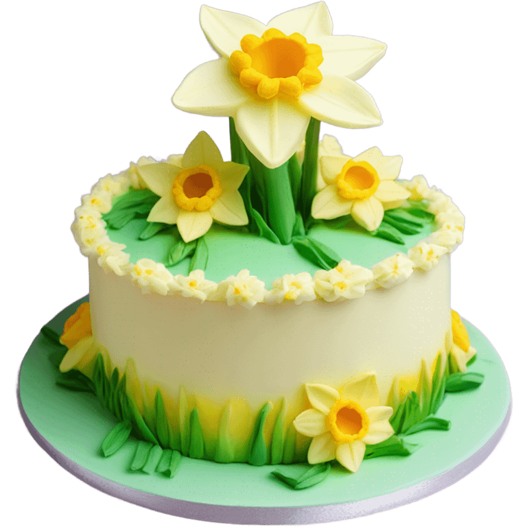 beautifully decorated 2 tier Easter daffodil cake emoji