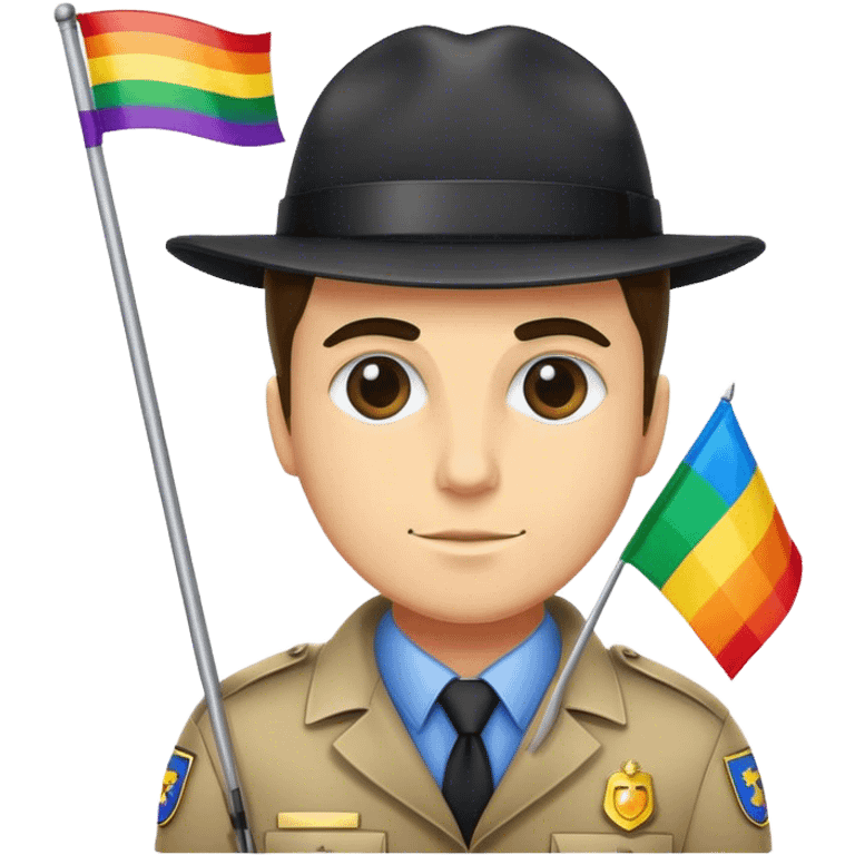 investigator holding pride plag emoji