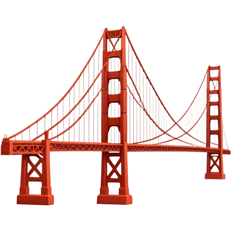 Cinematic Realistic Golden Gate Bridge Landmark Emoji, depicted with the iconic suspension bridge rendered with rich detail and vibrant, dynamic lighting. emoji