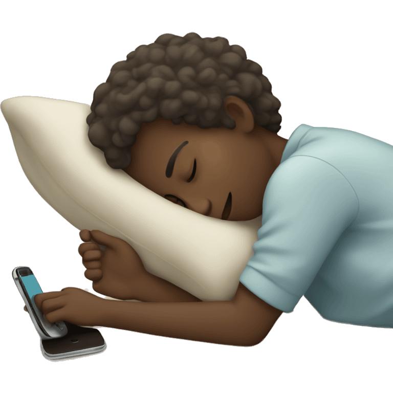 peaceful boy sleeping with phone emoji