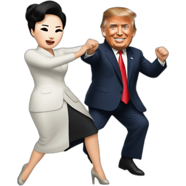 Kim Jung un dancing with Trump emoji