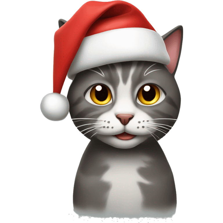 Christmas cat wearing a Santa hat emoji