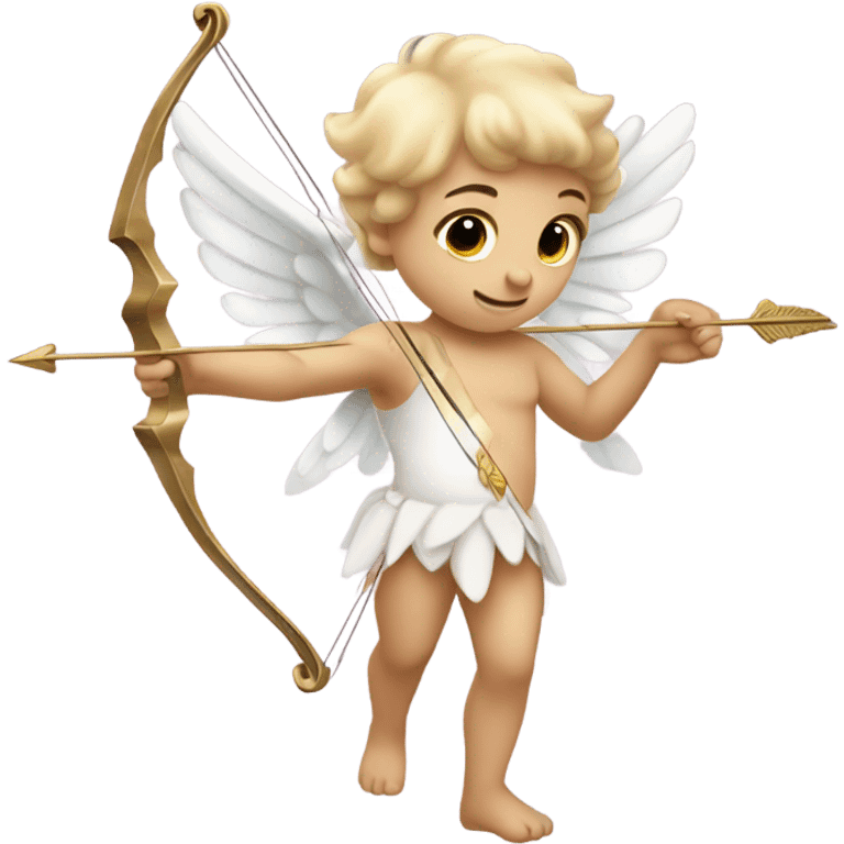 Realistic pale Cupid holding a bow and heart arrow  emoji