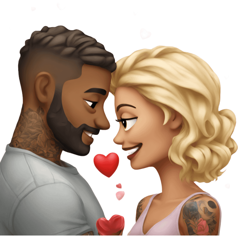 Valentine date for beautiful tattooed couple emoji