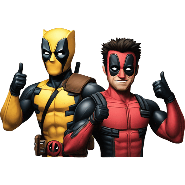 Deadpool and wolverine portrait giving thumbs up emoji