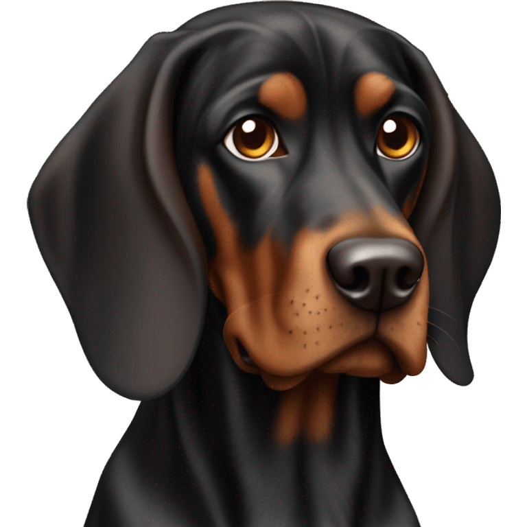 Black and brown coonhound with brown floppy ears emoji