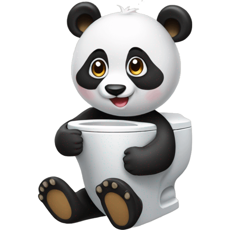 Un Panda sur des WC sourit emoji