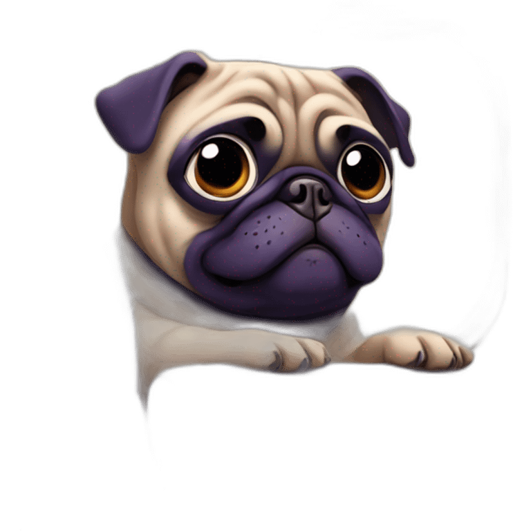 Purple pug on the plane emoji