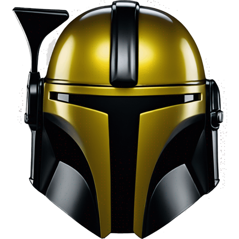 Gloss black and yellow mandalorian helmet with one antenna emoji