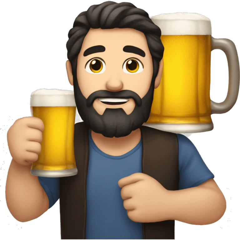 guy with dark hair and beard holding a large mug of beer  emoji